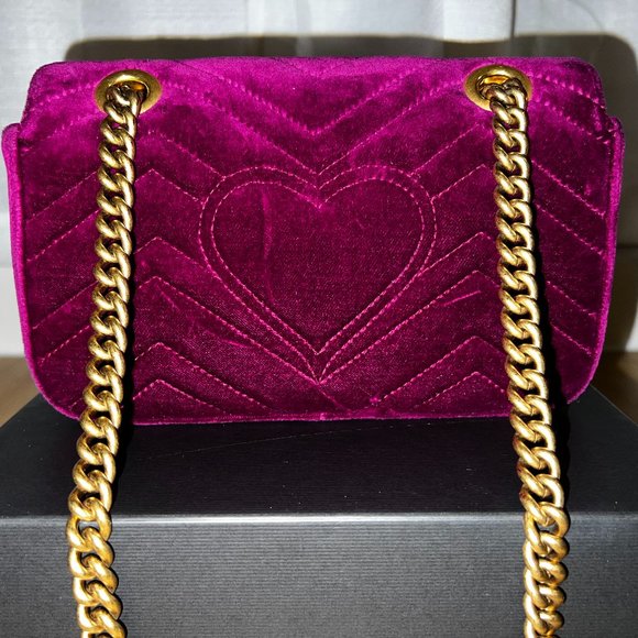 AUTHENTIC Gucci Velvet Small GG Marmont Shoulder Bag - Picture 3 of 9